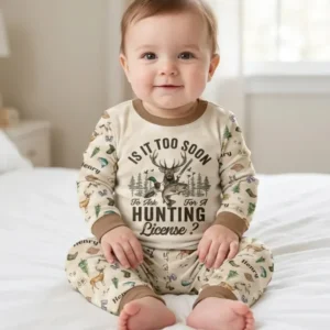 Personalized Funny Hunting Bamboo Two Piece Long Sleeve Pajama Set
