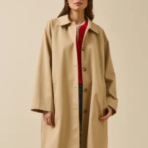 Langer Damen-Trenchcoat aus Bio-Baumwolle