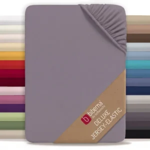 biberna Jersey-Elastic Spannbetttuch – Silber/Grau