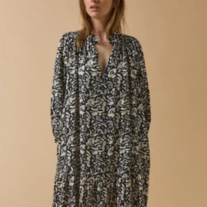 Kurzes Damenkleid aus Viskose mit Luna-Print