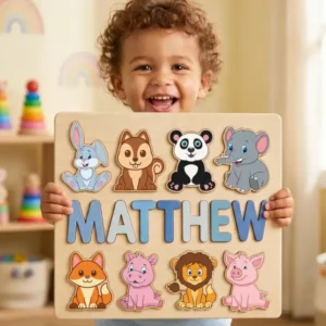 Personalized Woodland & Safari Animals Wooden Puzzle