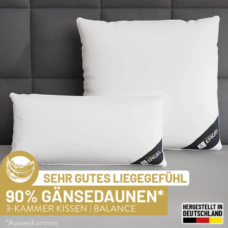 3-Kammer Gänsedaunenkissen Mein Engel, 90 % Gänsedaunen / 10 % Gänsefedern (Außen)