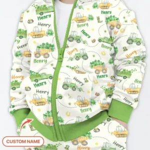 Construction St. Patrick's Day Custom Name Day Bamboo Zip Hoodie