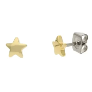 Sternförmige Ohrstecker aus Titan mit goldfarbener Vergoldung, kleine Sternform