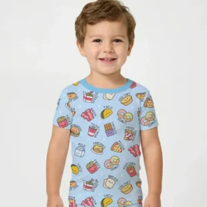 Kawaii Yummy Food Bamboo Two Piece Short Sleeve Pajama Set