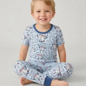 Happy Soccer Ball Family Matching Bamboo Two Piece Short Sleeve Pajama Set