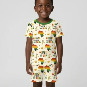 Africa It's In My DNA Bamboo Two Piece Short Sleeve Shorts Pajama Set