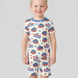 All American Dumpling Bamboo Two Piece Short Sleeve Shorts Pajama Set