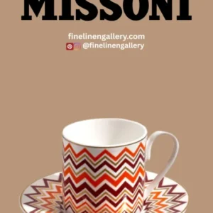 Missoni Home Coffee Cup & Saucer ICONIC Set of 2 in Luxury Box diam. 2.3", H 2.5", Cap. 4 oz, Saucer diam. 4.75" - Palais Royal Linen Gallery
