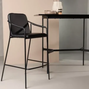 2er Set - Barhocker Vita aus schwarzem PU mit Stahlgestell