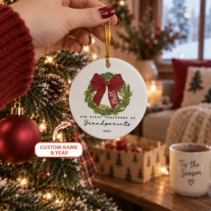 First Christmas As Grandparents Ceramic Ornament