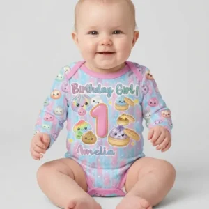 Squishy Birthday Custom Name & Age Bamboo Bodysuit