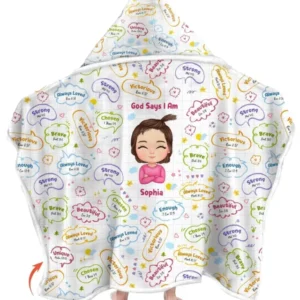 Personalized God Says I Am- Baby Girl Bamboo Wearable Hooded Blanket