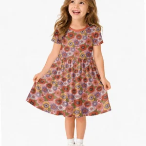 70s Halloween Floral Bamboo Twirl Dress