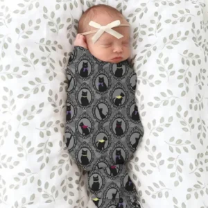 Midnight Cat Parade swaddle blanket