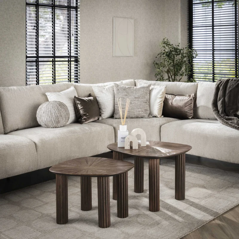 MAYA TEAK Couchtisch viereckig Set aus 2 / Massiv Teak Espresso