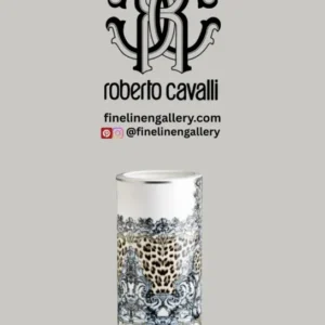 Roberto Cavalli Home high vase, Palazzo Pitti design, ceramic with glossy finish, diameter 6.6 inches, height 14.8 inches