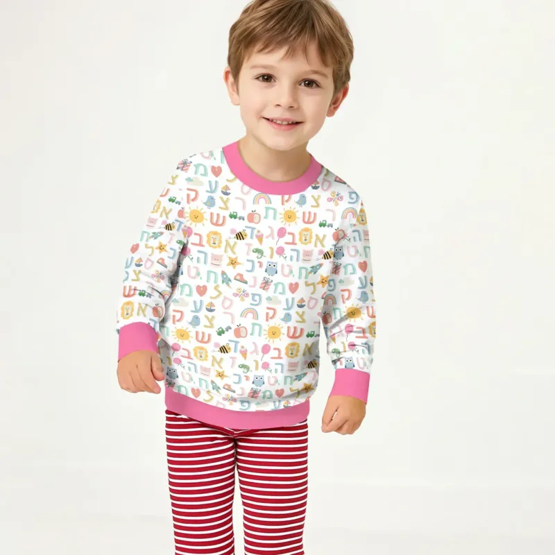 Hebrew Alphabet Bamboo Crewneck Sweatshirt
