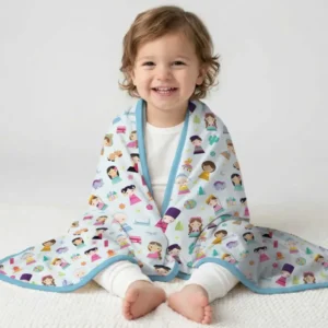 Tiny Friends Around the World Bamboo Blanket