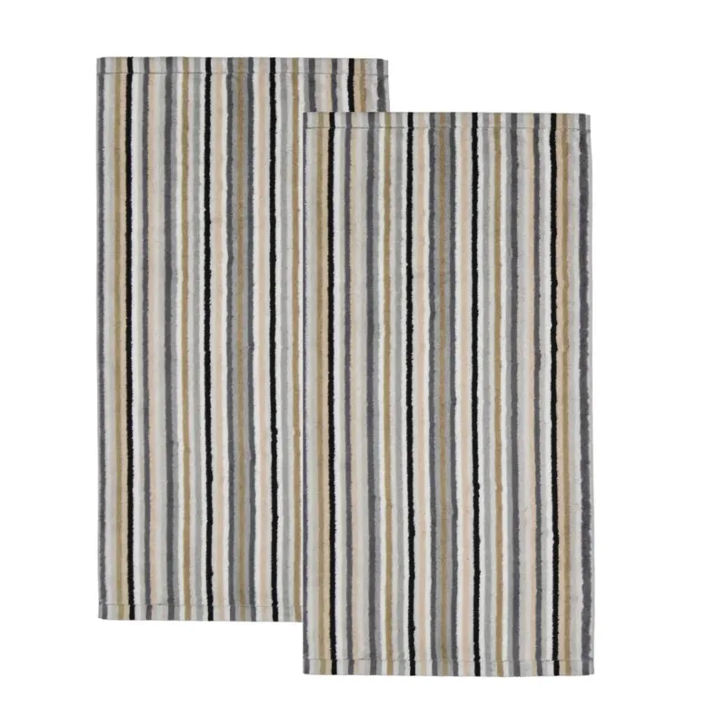 2er Handtuch-Set 50 x 100 cm Life Style Streifen Kiesel