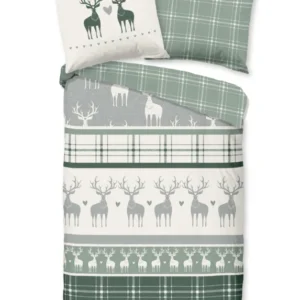 Guten Morgen Flanellen Duvet Cover "Bjirk" - Grün - Rits