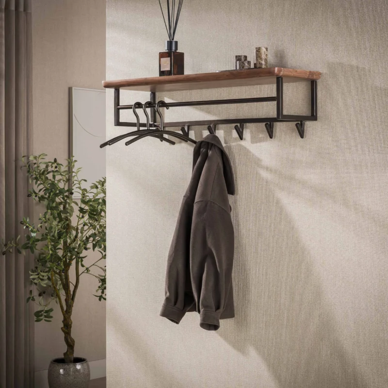 Garderobe Edge Curve 6 Haken / Massiv Akazie braun