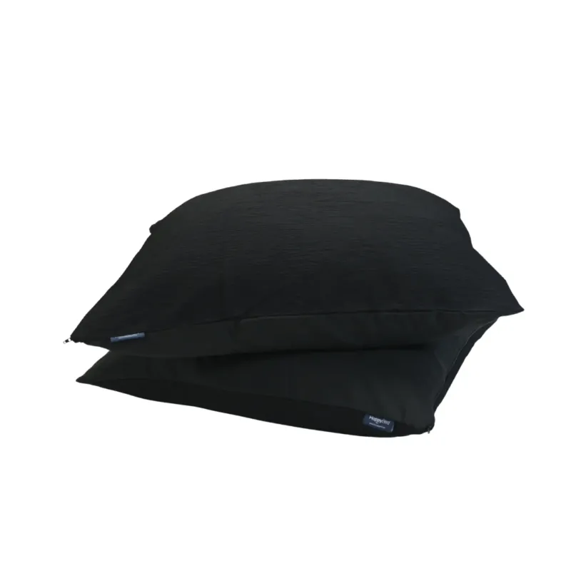 HappyBed Mousseline set of 2 black microfiber pillowcases with soft mousseline weave and hotel closure