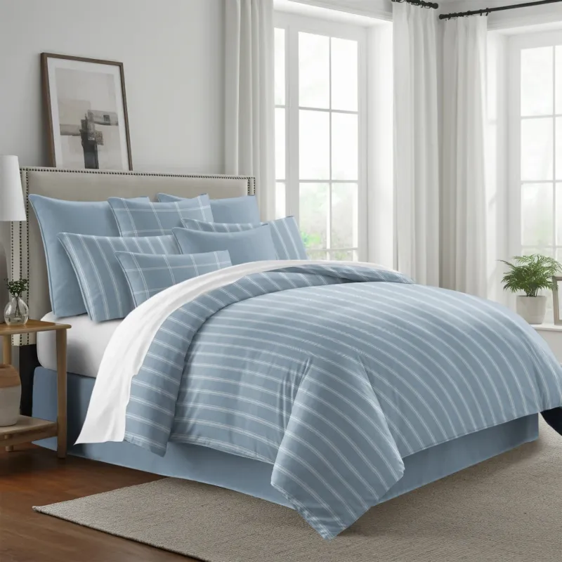 Shay broad ticking stripe COVERLET set with oversized stripes, handcrafted in Canada with cotton twill