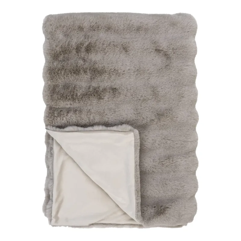 Flausch - Tagesdecke Tao aus Kunstfell Grau 130x180 cm
