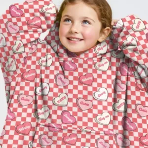 Valentine in Hearts Wearable Bamboo Blanket Hoodie