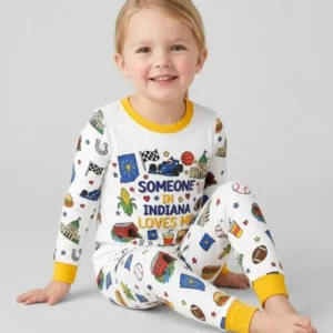 Someone in Indiana Loves Me Bamboo Two Piece Long Sleeve Pajama Set