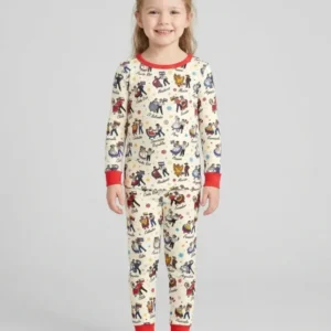 Hispanic Traditional Folkloric Dress Bamboo Two Piece Long Sleeve Pajama Set