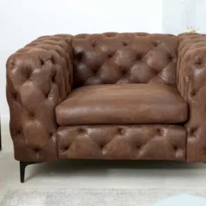 MODERN BAROCK Design Chesterfield Sessel 120cm antik braun Microfaser mit Federkern