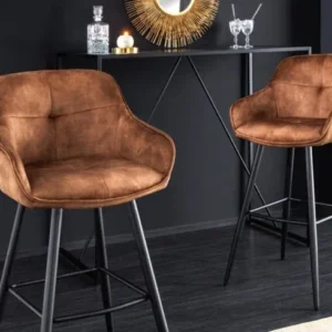 EUPHORIA Design Barhocker Samt schwarze Metallbeine Barstuhl mit Lehne