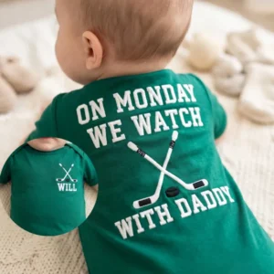 Custom Name Hockey Baby Embroidered Bamboo Bodysuit