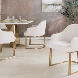 EXTRAVAGANCIA Armlehnen Stuhl beige Cord Metall brushed champagner gold