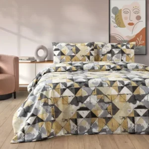 HELDENA LOVELY Bettwäsche-Set Gelb 200×220 cm mit Spannbettlaken