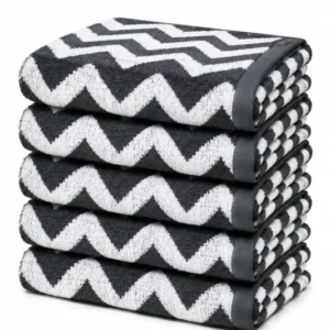 5 stuks badlakens zigzag antraciet