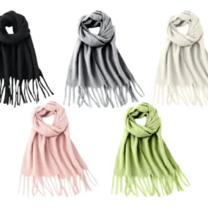 Fransenschal Bouclé » Damenschal 210 x 40 cm » Winter Damen Schal mit Quasten » Winterschal Super Soft