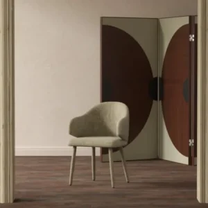 2er Set - Esszimmerstuhl Jubi in Beige mit stoffbezogenen Metallbeinen