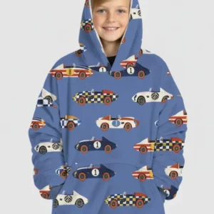 Stock Car Race Bamboo Wearable Hooded Blanket