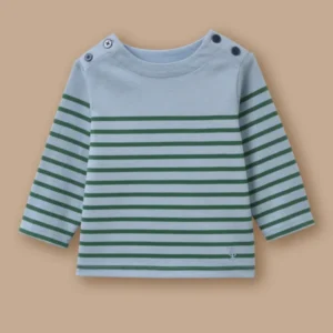 Geknöpftes Marinière-T-Shirt für Babys