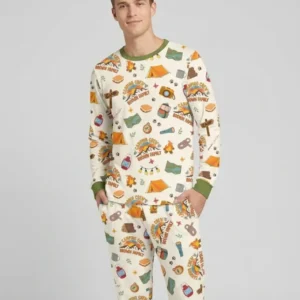 Custom Name Camping Crew Family Matching Bamboo Men's Pajama Set