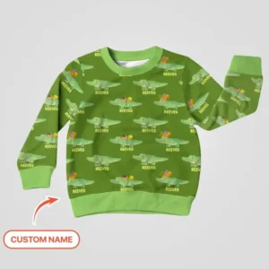 Custom Name Mardi Gras Gator Bamboo Crewneck Sweatshirt