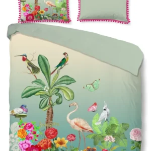 Glück Percal Duvet Cover "Botanica" - Grün - Dubbele instopflap