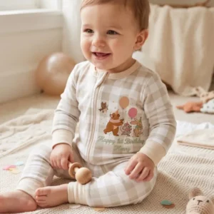 Woodland Friends Birthday Embroidered Baby Bamboo Convertible Zippy