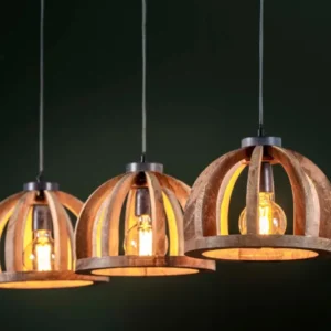 Pendelleuchte Madero – 3 Leuchten aus Mangoholz mit natürlicher Ausstrahlung