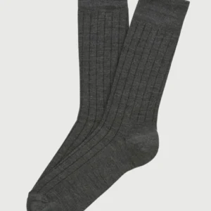 Chaussettes laine et coton anthracite homme 1