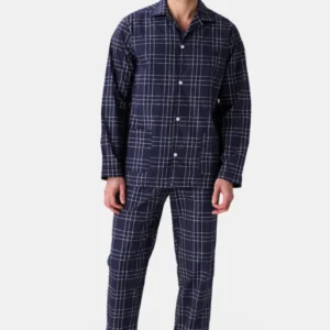 Pyjama long boutonné Homme Lewis Marine 1