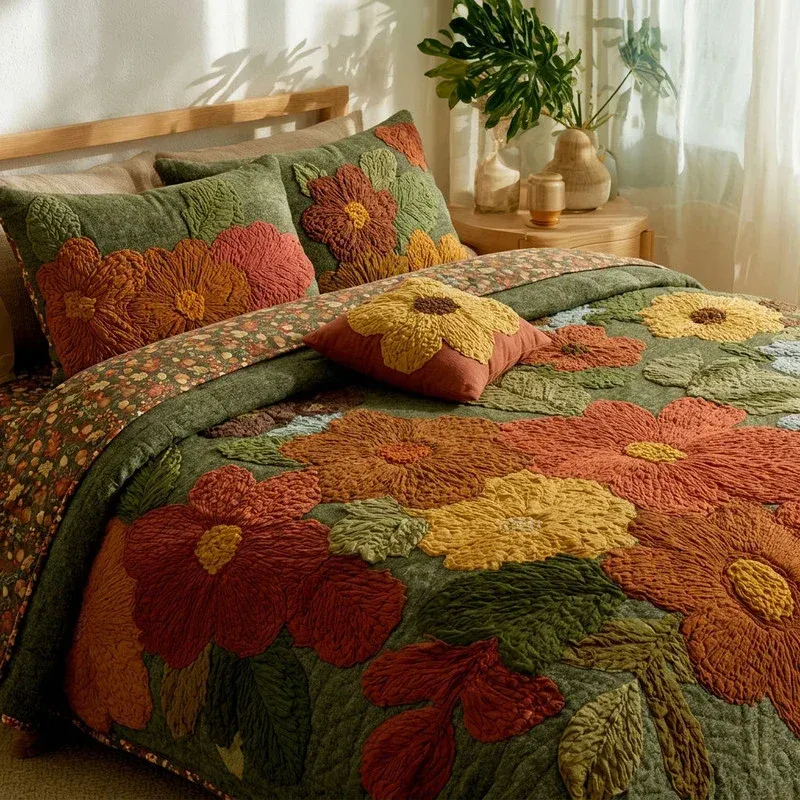 Autumn Daisy Hearth Bamboo Quilt Bedding Set